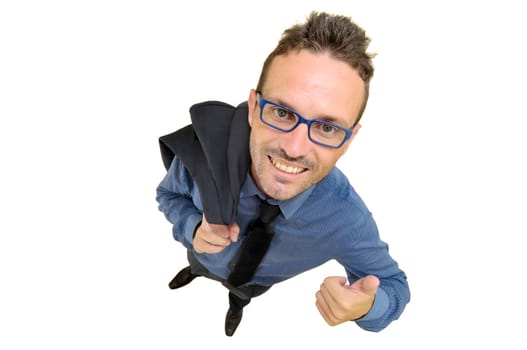 Young businessman posing against a white background