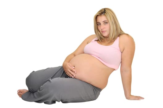 Pregnant woman isolated in white