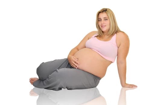 Pregnant woman isolated in white