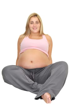 Pregnant woman isolated in white