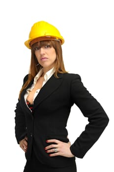 Engineer woman isolated in white