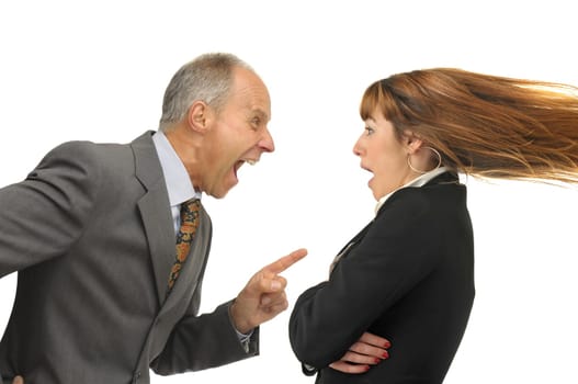 Businessman screaming with employee