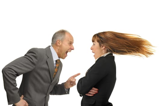 Businessman screaming with employee
