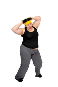 Large girl isolated in white