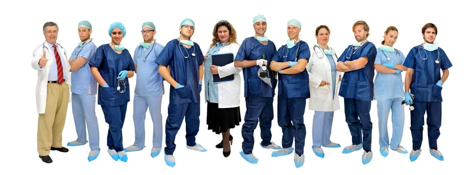 Group of doctors isolated in white