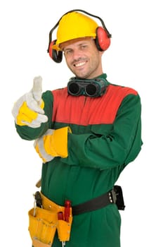 Construction worker isolated in white
