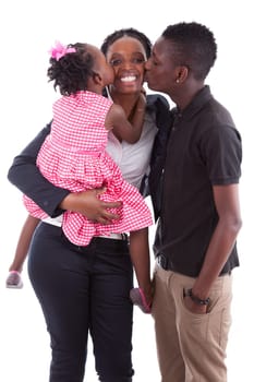 Happy african mother with her children&#039 s, isolated on white background