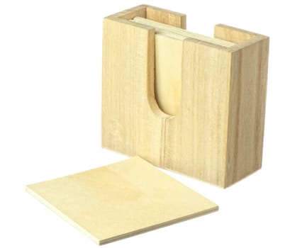 light wooden coasters on white background