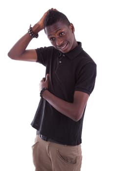 Portrait of a young african teenager smiling, isolated on white
