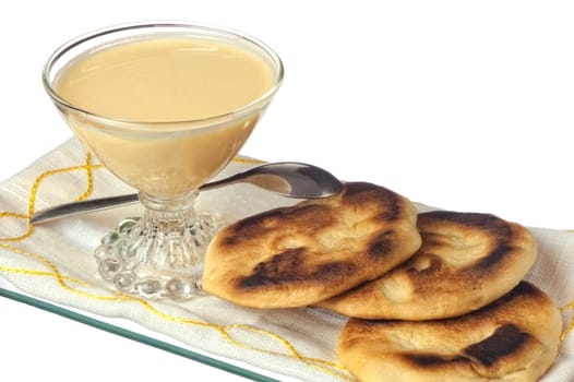 yogurt and soft tortillas on a white background