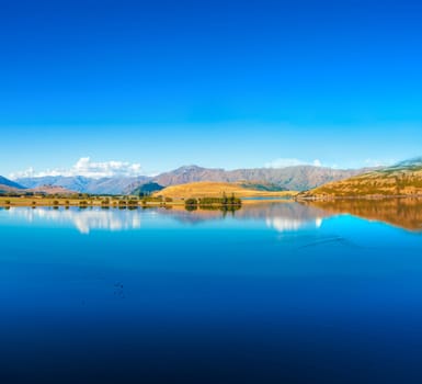 Lake Wanaka at summer sunny day