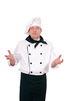 chef looking up isolated on the white background