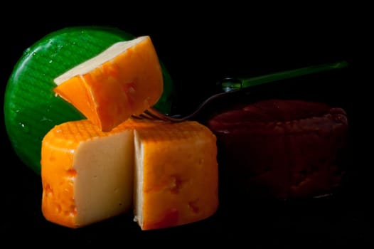 Type of Ecuador cheese on a black background