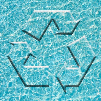 Recycle turquoise water texture symbol, ecology, environment conservation