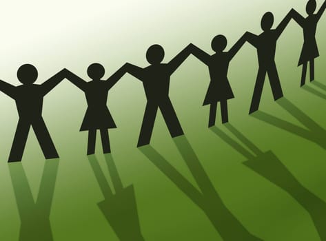 Teamwork people silhouette illustration, friendship community