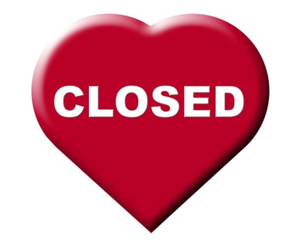 Red illustration heart shape showing the word CLOSED