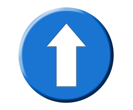 European round blue road signal illustration, white arrow showing right direction