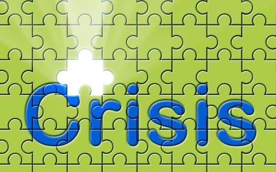 Crisis text written on a puzzle background with missing piece