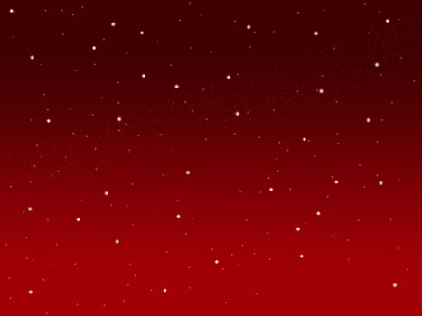 Christmas red sky illustration background with little stars space view