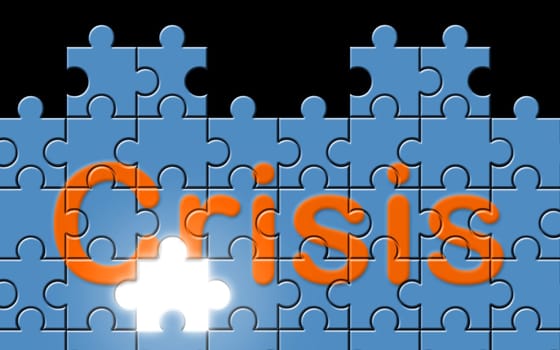 Crisis text written on a puzzle background with missing piece