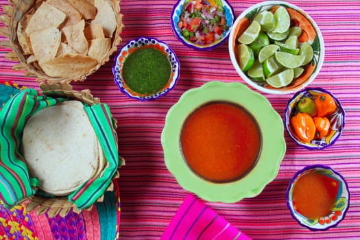 chili sauce pico de gallo lemon mexican varied spices and tortilla