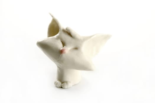 plasticine handmade cat isolated over white background