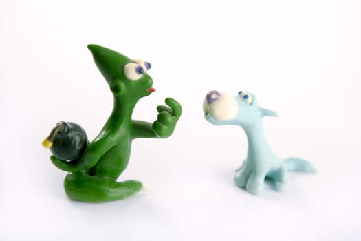 two friends joke treason with hidden hand bomb, plasticine toys