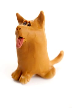Plasticine funny handmade dog isolated on white background