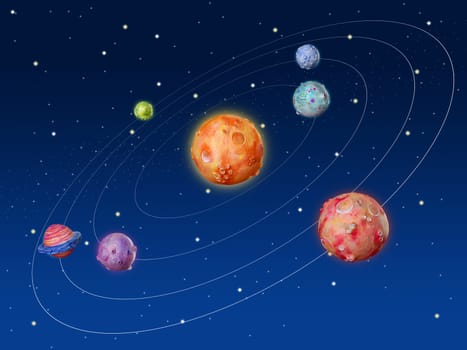Space planets fantasy handmade colorful universe galaxy