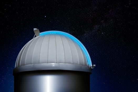 astronomical observatory dome in stars sky night
