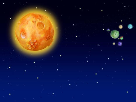 Space planets fantasy handmade colorful universe galaxy