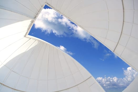 astronomical observatory indoor white dome blue sky window
