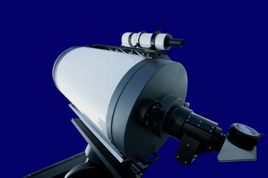 astronomical observatory telescope isolated on blue background