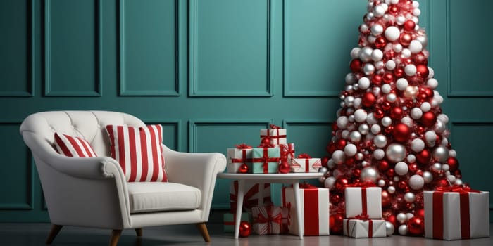 Living room decorate with Christmas theme. Christmas Holiday concept. Generative AI.