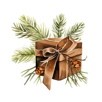 Watercolor Christmas Gifts Clipart, Christmas Watercolor Presents. AI Generated.