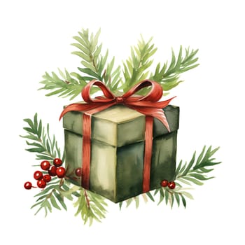 Watercolor Christmas Gifts Clipart, Christmas Watercolor Presents. AI Generated.