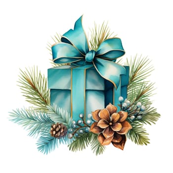 Watercolor Christmas Gifts Clipart, Christmas Watercolor Presents. AI Generated.