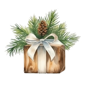 Watercolor Christmas Gifts Clipart, Christmas Watercolor Presents. AI Generated.