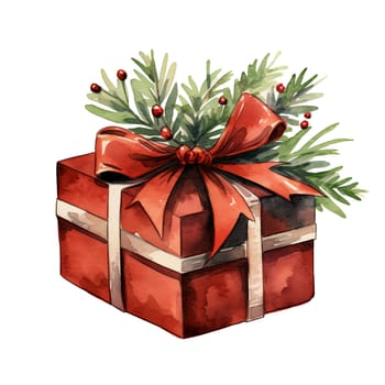 Watercolor Christmas Gifts Clipart, Christmas Watercolor Presents. AI Generated.