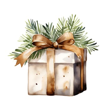 Watercolor Christmas Gifts Clipart, Christmas Watercolor Presents. AI Generated.