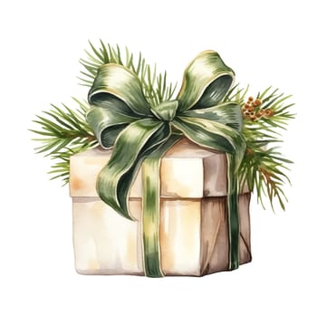 Watercolor Christmas Gifts Clipart, Christmas Watercolor Presents. AI Generated.