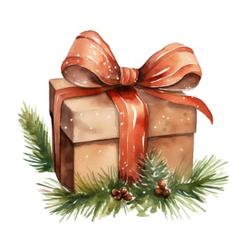 Watercolor Christmas Gifts Clipart, Christmas Watercolor Presents. AI Generated.