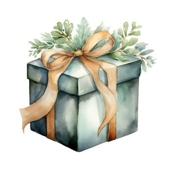 Watercolor Christmas Gifts Clipart, Christmas Watercolor Presents. AI Generated.