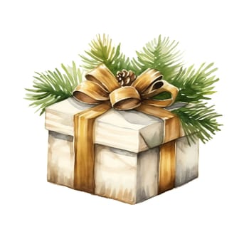 Watercolor Christmas Gifts Clipart, Christmas Watercolor Presents. AI Generated.