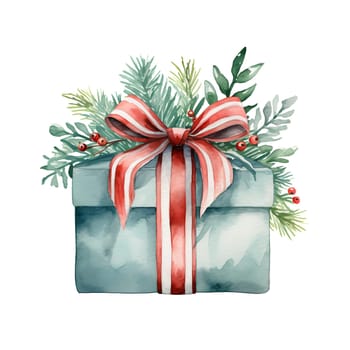 Watercolor Christmas Gifts Clipart, Christmas Watercolor Presents. AI Generated.