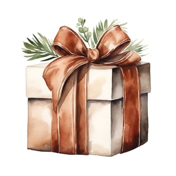 Watercolor Christmas Gifts Clipart, Christmas Watercolor Presents. AI Generated.