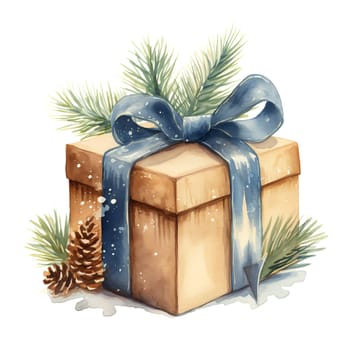 Watercolor Christmas Gifts Clipart, Christmas Watercolor Presents. AI Generated.