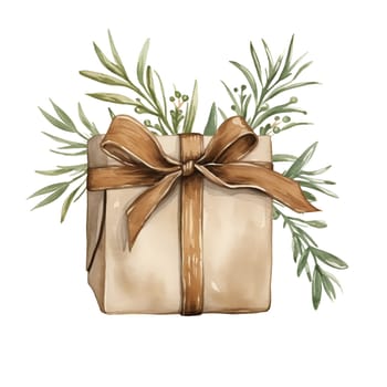 Watercolor Christmas Gifts Clipart, Christmas Watercolor Presents. AI Generated.