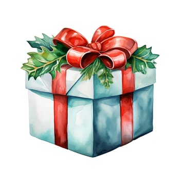 Watercolor Christmas Gifts Clipart, Christmas Watercolor Presents. AI Generated.