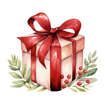 Watercolor Christmas Gifts Clipart, Christmas Watercolor Presents. AI Generated.